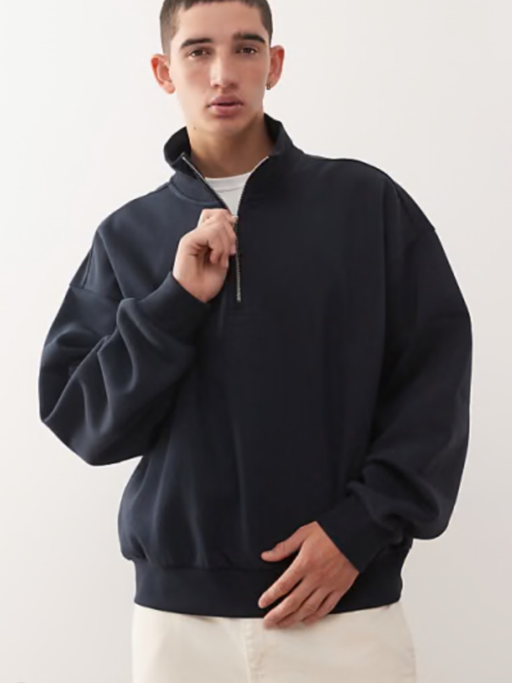 Men's Weekday 1/4 Zip Sweatshirt Sz M Black NWOT ASOS